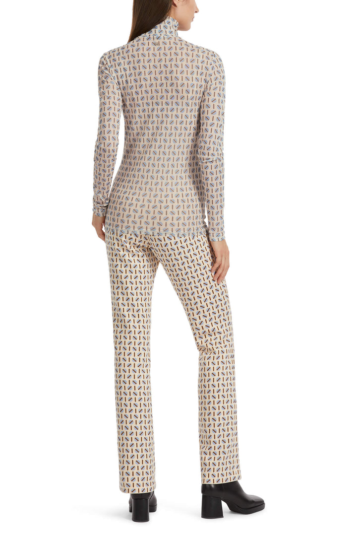 Marc Cain Collections VC 48.12 J07 132 Dark Cream Print Rollneck Top - Olivia Grace Fashion