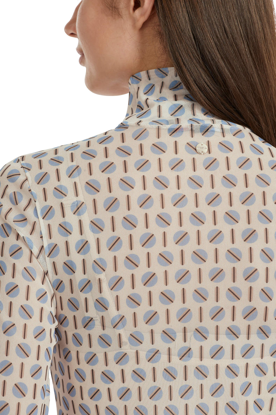 Marc Cain Collections VC 48.12 J07 132 Dark Cream Print Rollneck Top - Olivia Grace Fashion