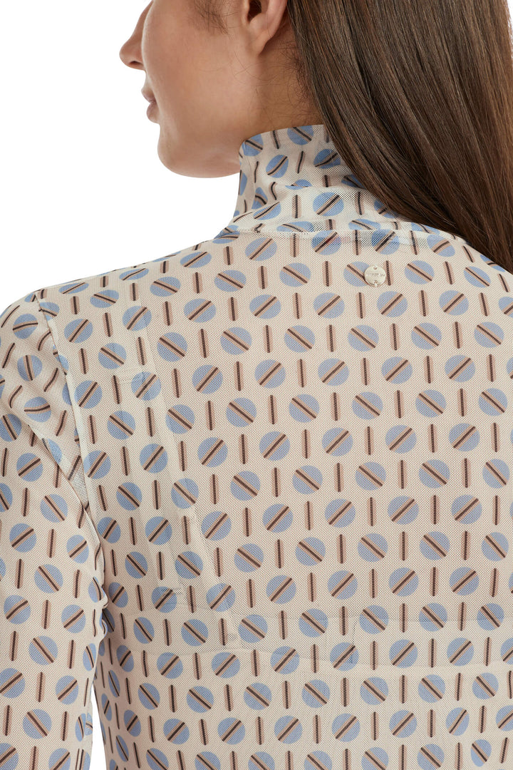 Marc Cain Collections VC 48.12 J07 132 Dark Cream Print Rollneck Top - Olivia Grace Fashion