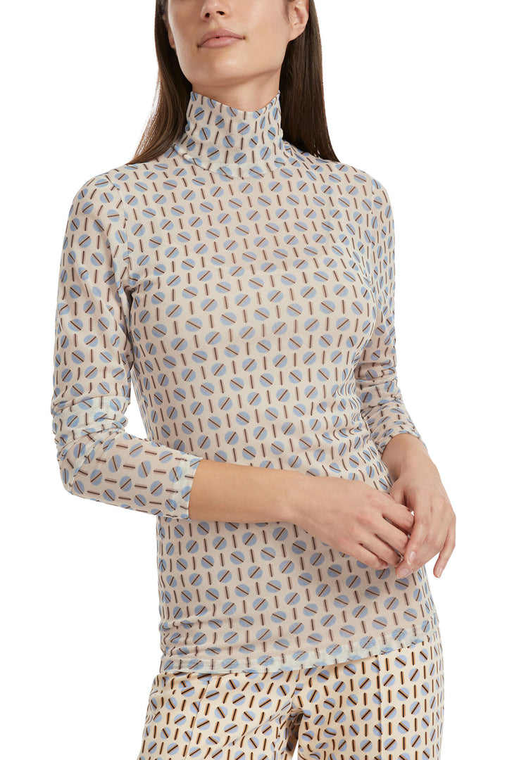 Marc Cain Collections VC 48.12 J07 132 Dark Cream Print Rollneck Top - Olivia Grace Fashion