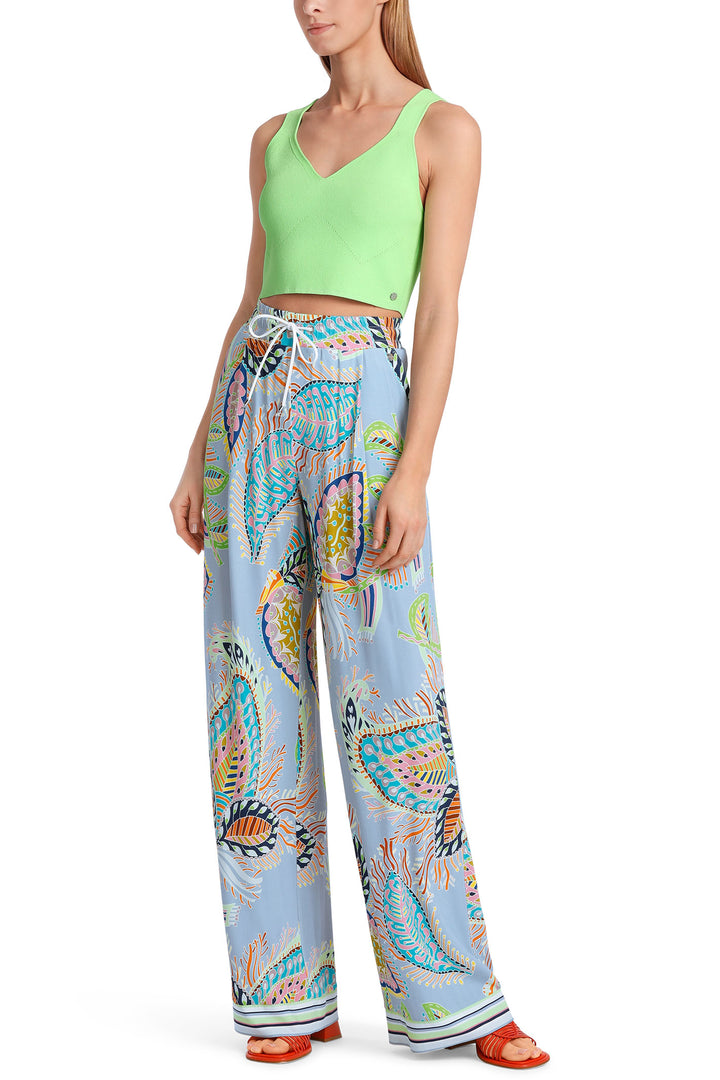 Marc Cain Collections WC 81.39 J46 321 Deep Summer Sky Print Trousers - Olivia Grace Fashion