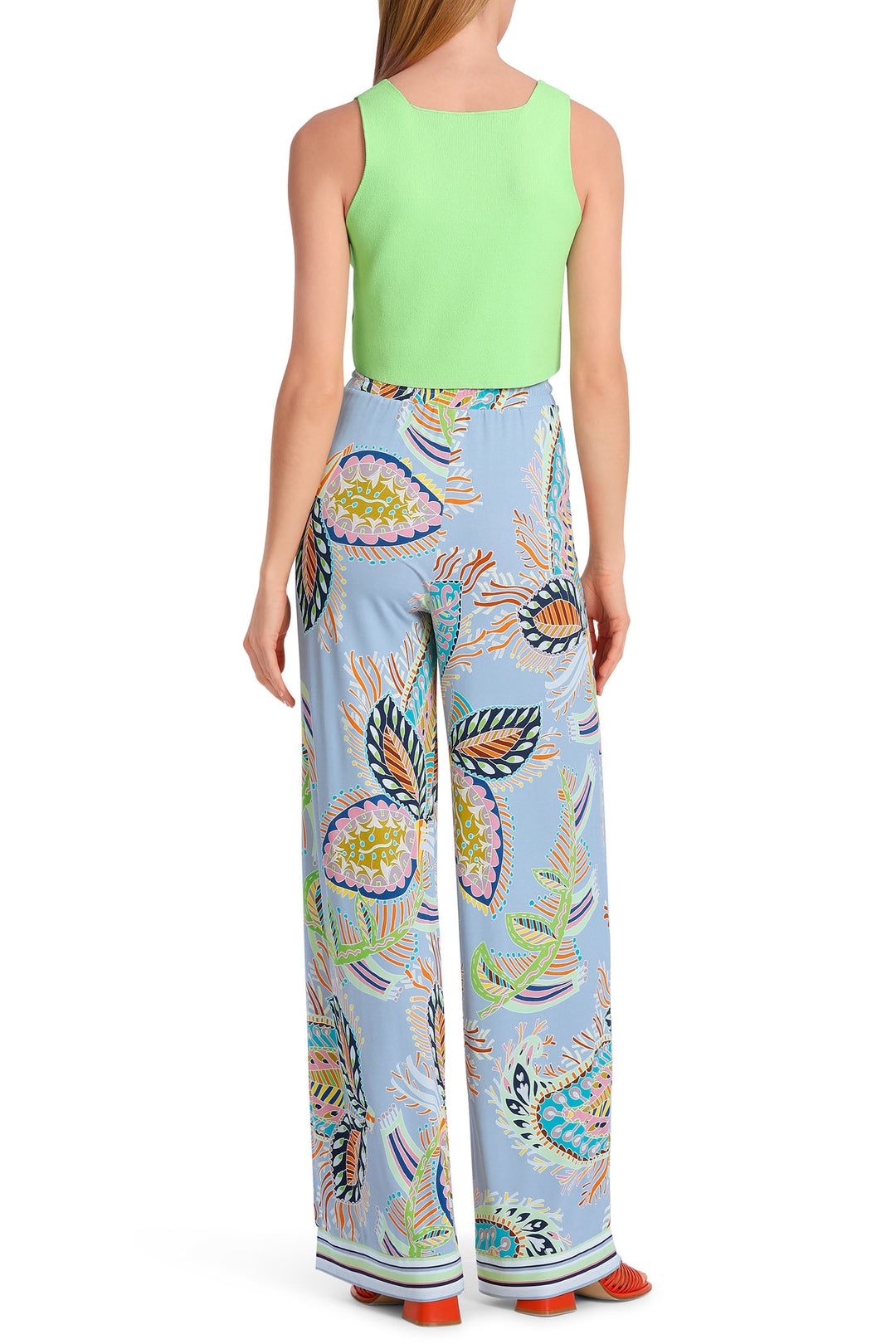 Marc Cain Collections WC 81.39 J46 321 Deep Summer Sky Print Trousers - Olivia Grace Fashion