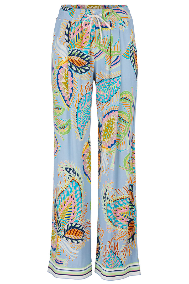 Marc Cain Collections WC 81.39 J46 321 Deep Summer Sky Print Trousers - Olivia Grace Fashion