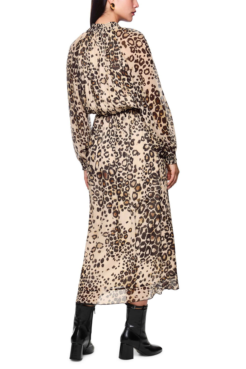 Marc Cain Collections ZC 21.08 W27 Soft Cappuccino Leopard Print Dress - Olivia Grace Fashion