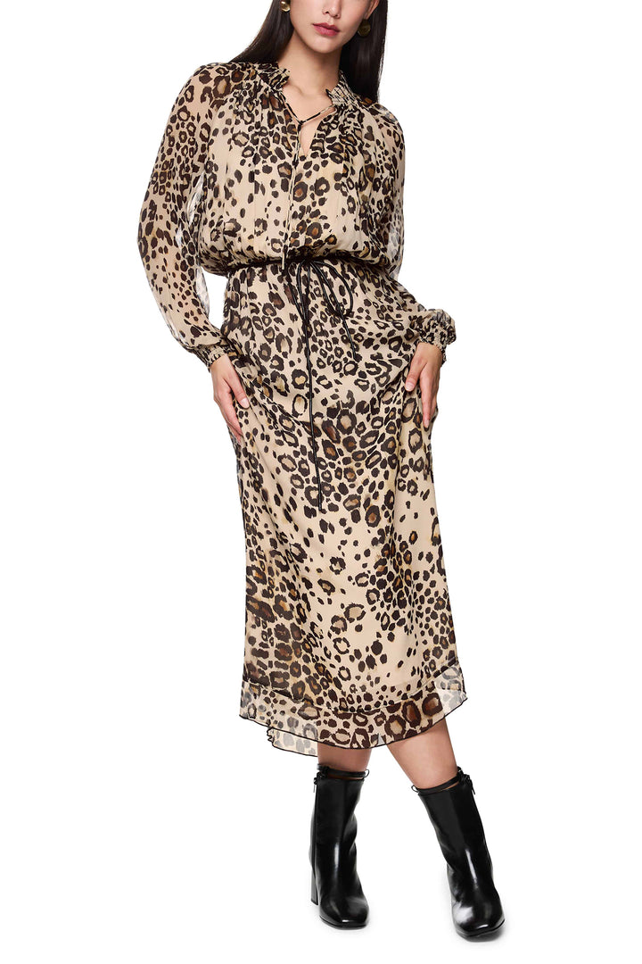 Marc Cain Collections ZC 21.08 W27 Soft Cappuccino Leopard Print Dress - Olivia Grace Fashion