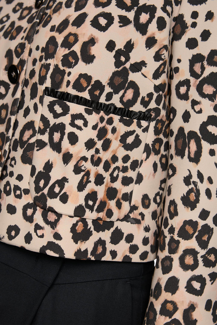 Marc Cain Collections ZC 31.07 J12 Soft Cappuccino Leopard Print Jacket - Olivia Grace Fashion