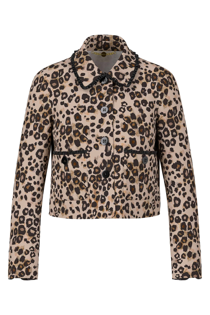 Marc Cain Collections ZC 31.07 J12 Soft Cappuccino Leopard Print Jacket - Olivia Grace Fashion