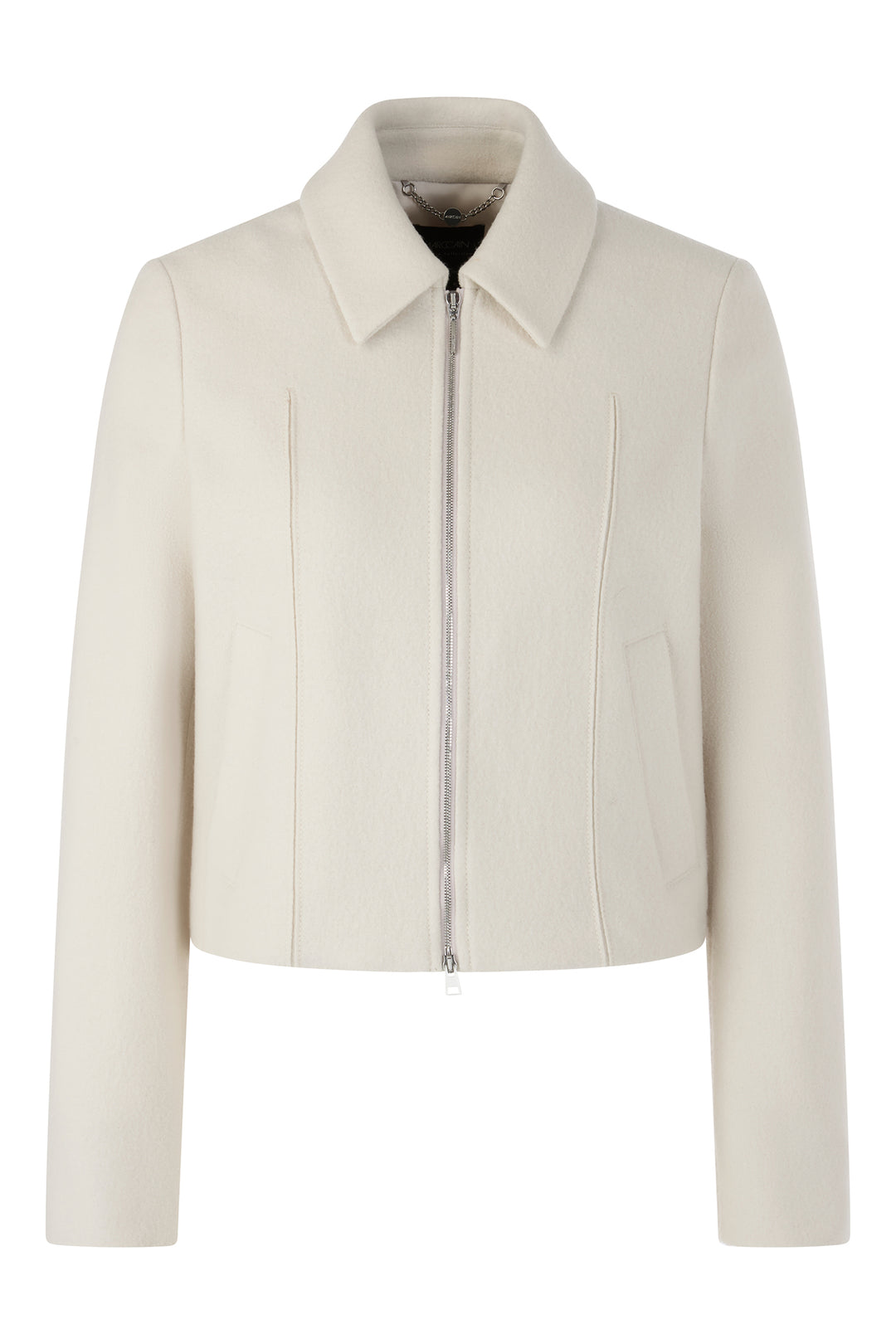 Beige jacket with a zipper on a white background