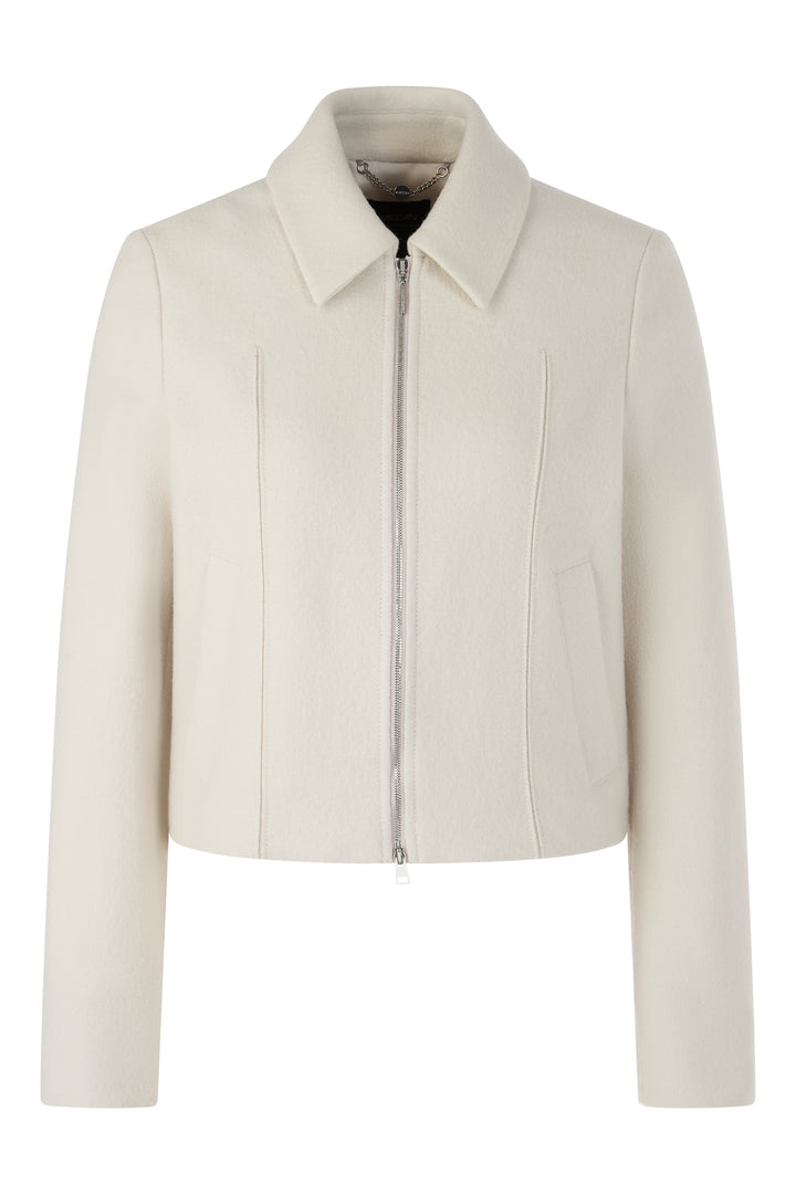 Beige jacket with a zipper on a white background