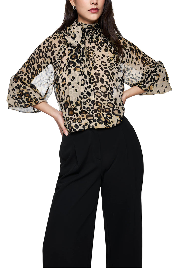 Marc Cain Collections ZC 51.13 W27 Soft Cappuccino Leopard Print Blouse 606 - Olivia Grace Fashion