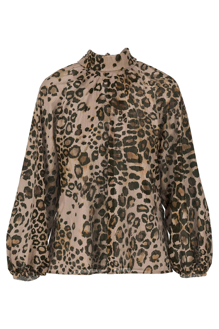 Marc Cain Collections ZC 51.13 W27 Soft Cappuccino Leopard Print Blouse 606 - Olivia Grace Fashion