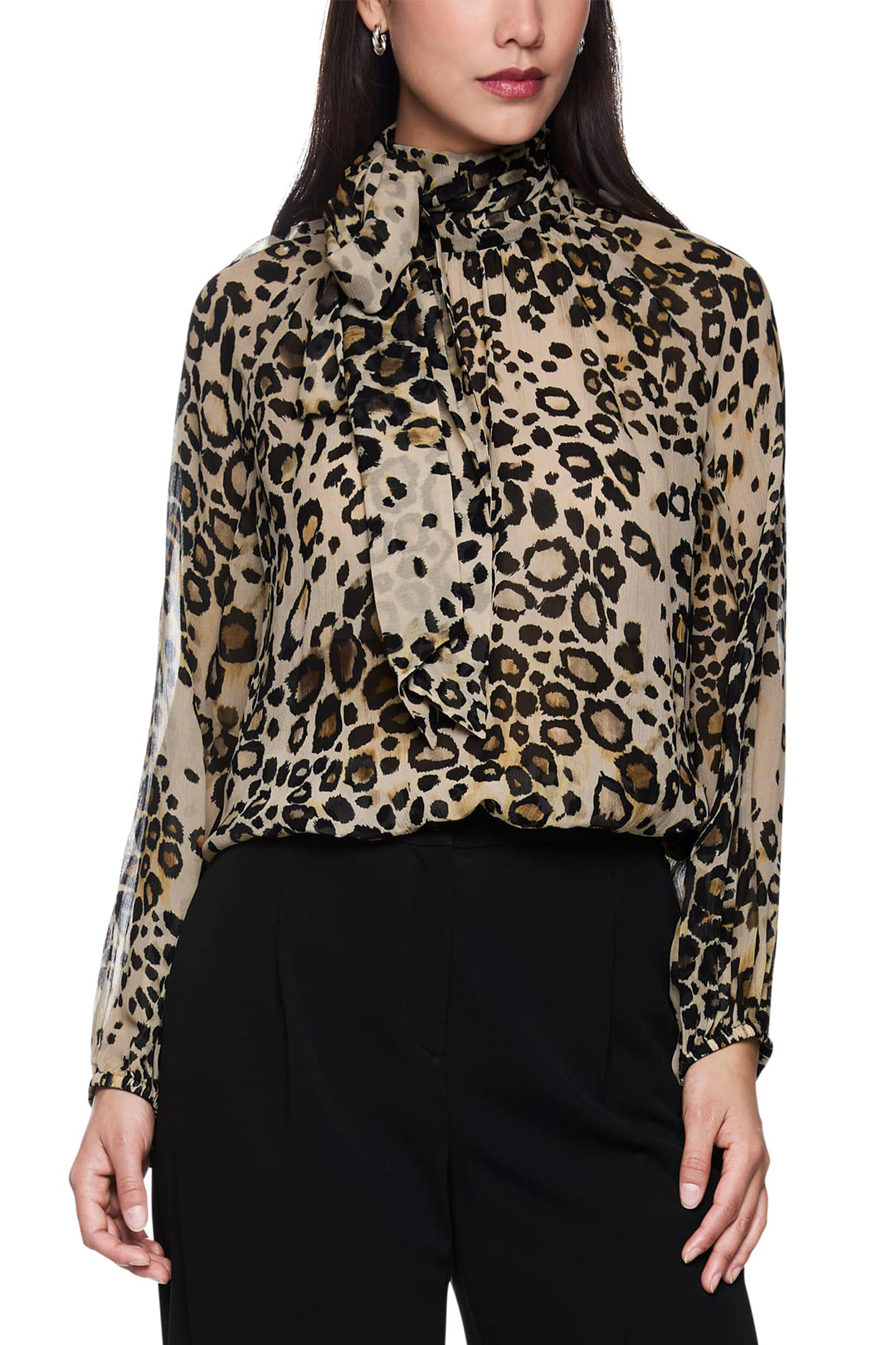 Marc Cain Collections ZC 51.13 W27 Soft Cappuccino Leopard Print Blouse 606 - Olivia Grace Fashion