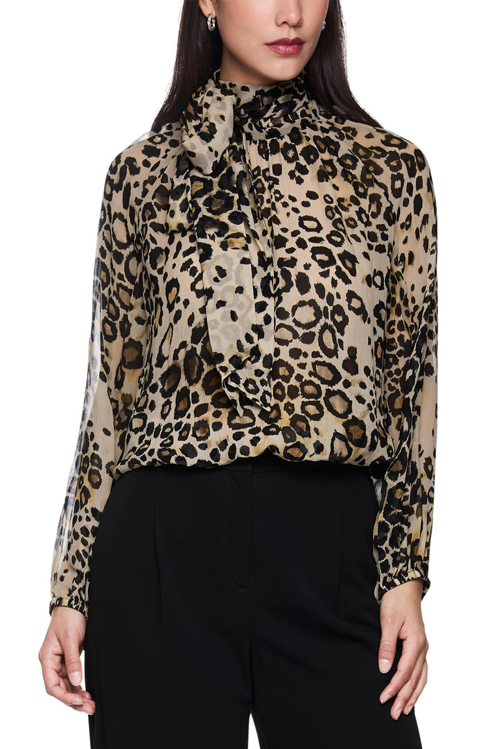Marc Cain Collections ZC 51.13 W27 Soft Cappuccino Leopard Print Blouse 606 - Olivia Grace Fashion