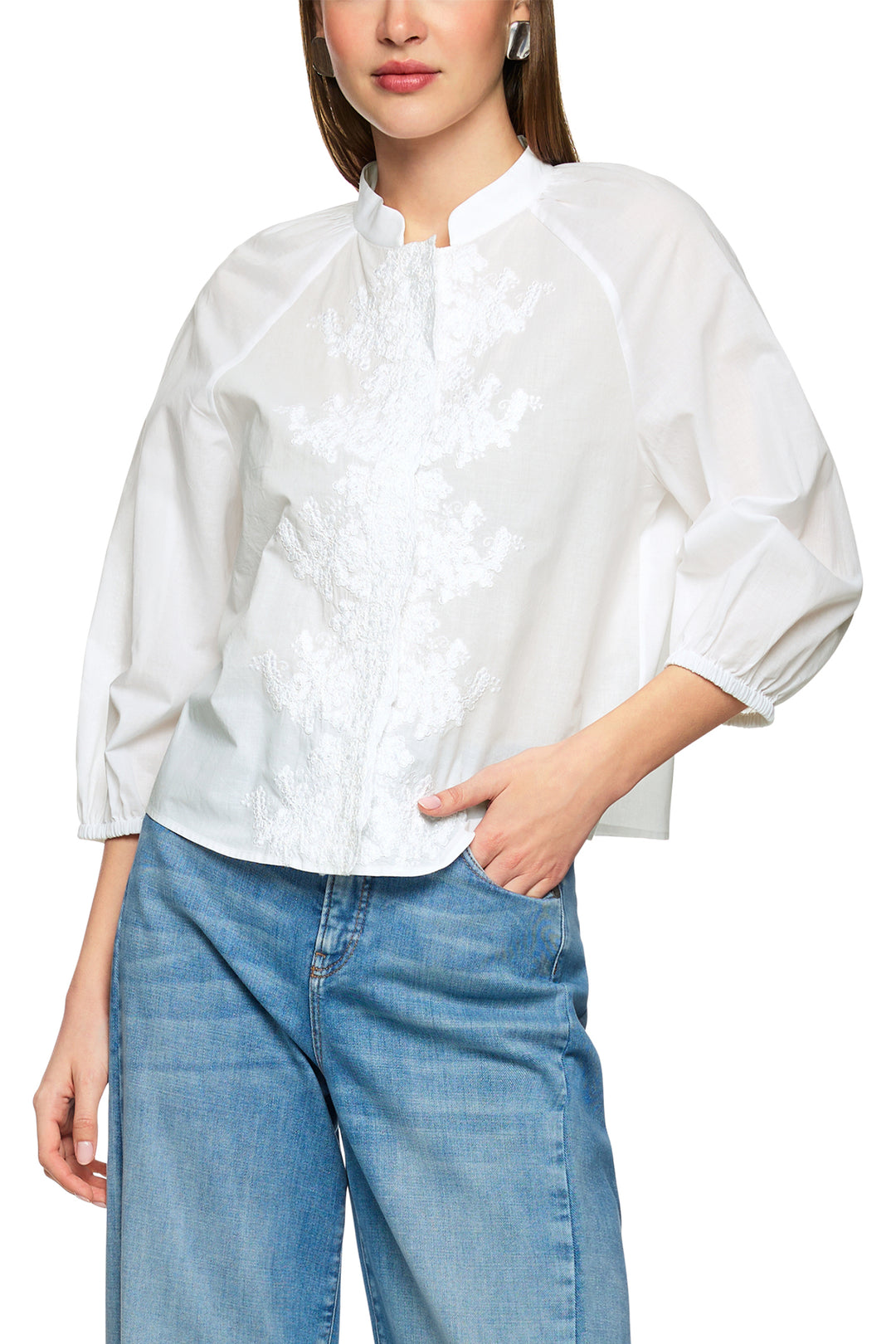 Marc Cain Collections ZC 51.19 W53 White Embroidered Blouse - Olivia Grace Fashion