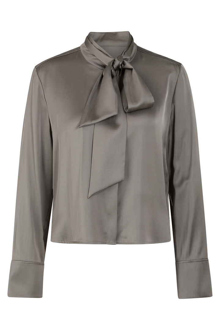 Gray blouse with a bow tie on a white background