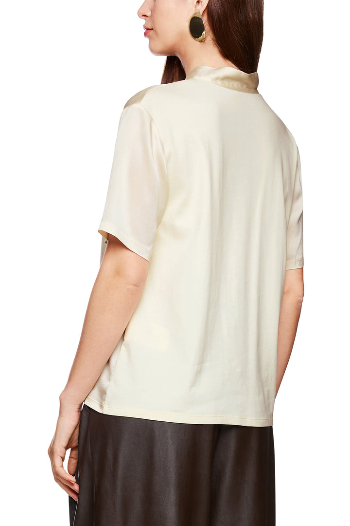 Marc Cain Collections ZC 55.01 J15 Bright Ecru Silk Short Sleeve Blouse 112 - Olivia Grace Fashion