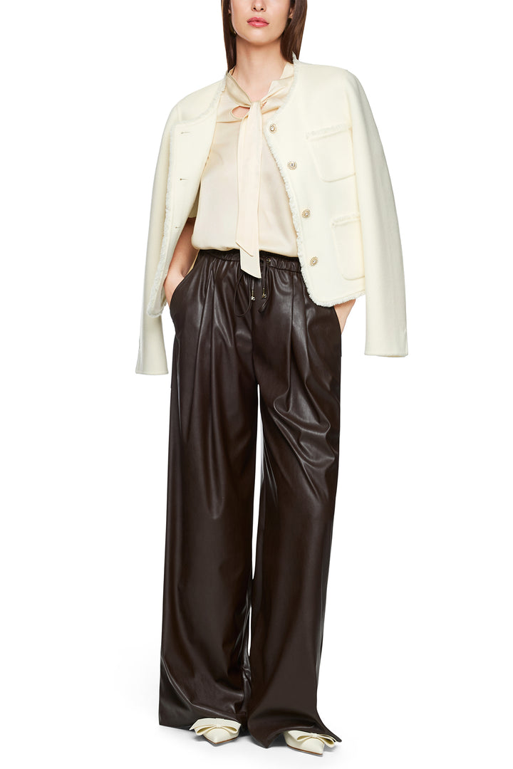 Marc Cain Collections ZC 55.01 J15 Bright Ecru Silk Short Sleeve Blouse 112 - Olivia Grace Fashion