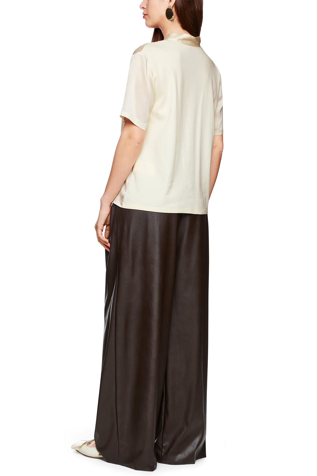 Marc Cain Collections ZC 55.01 J15 Bright Ecru Silk Short Sleeve Blouse 112 - Olivia Grace Fashion