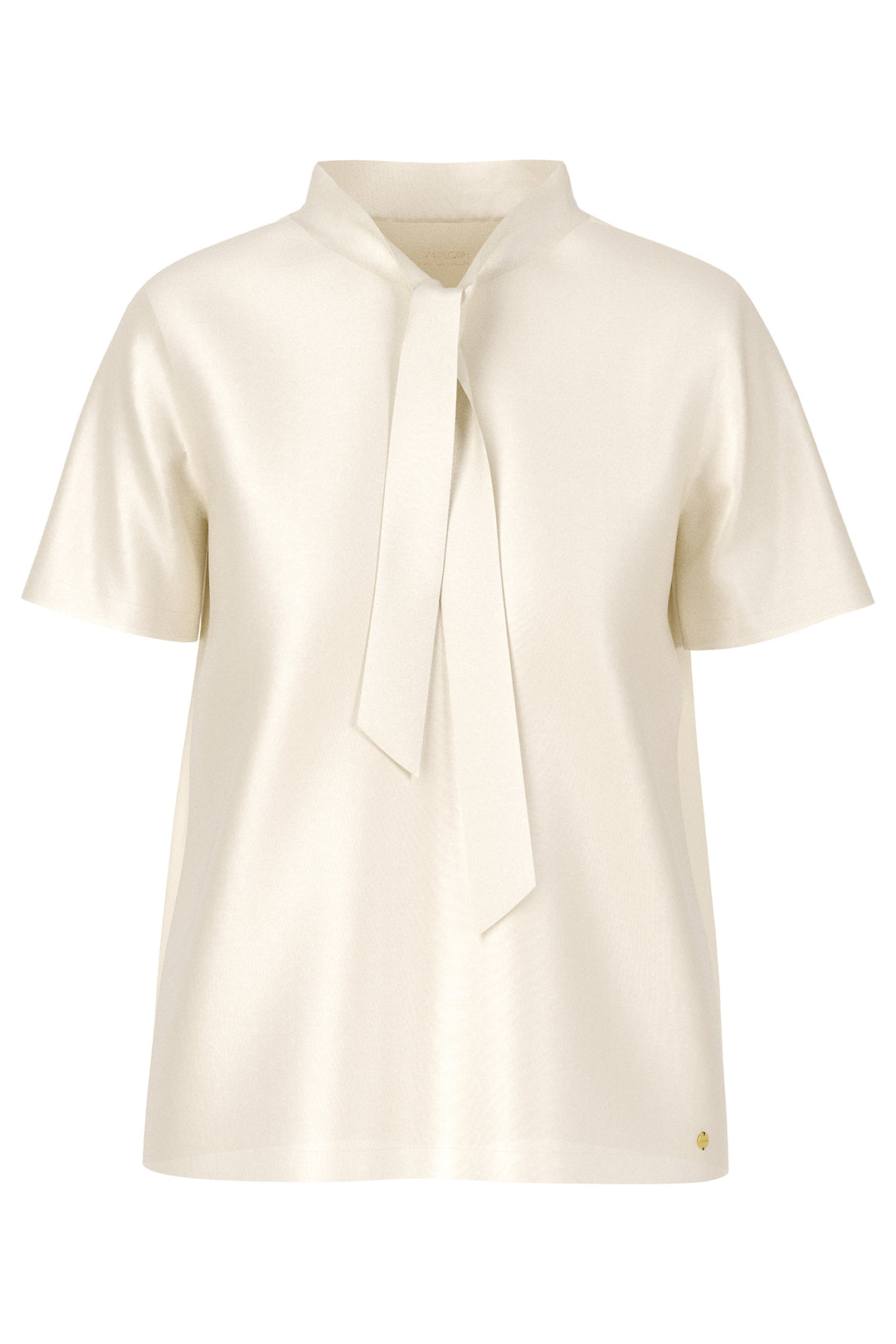 Marc Cain Collections ZC 55.01 J15 Bright Ecru Silk Short Sleeve Blouse 112 - Olivia Grace Fashion