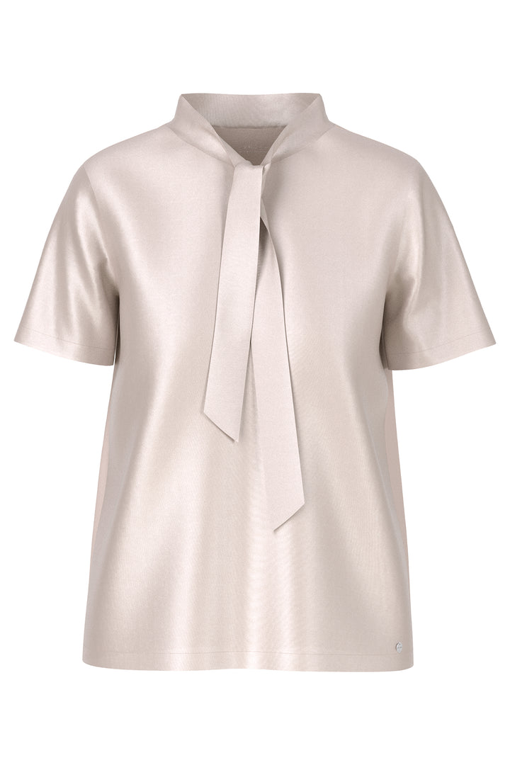 Marc Cain Collections ZC 55.01 J15 Light Desert Taupe Silk Short Sleeve Blouse 702 - Olivia Grace Fashion