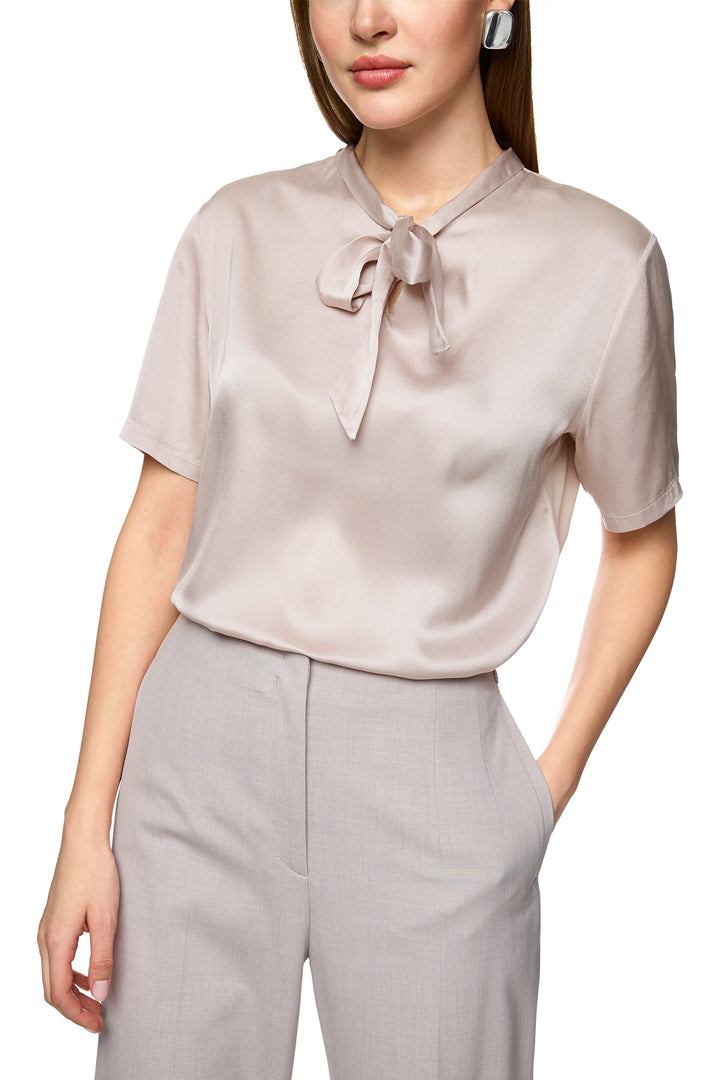 Marc Cain Collections ZC 55.01 J15 Light Desert Taupe Silk Short Sleeve Blouse 702 - Olivia Grace Fashion