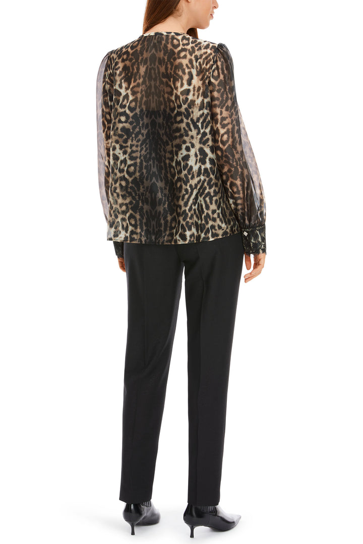 Marc Cain Glam Blouse Shiny Sand Brown Leopard Print XG 51.10 W17 625 - Olivia Grace Fashion