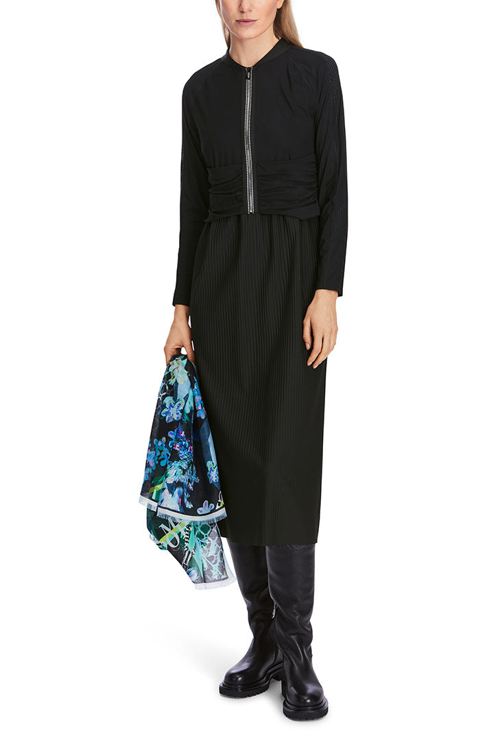 Marc Cain Sports Dress Black Zip Front Long Sleeves XS 21.19 J48 900 - Olivia Grace Fashion