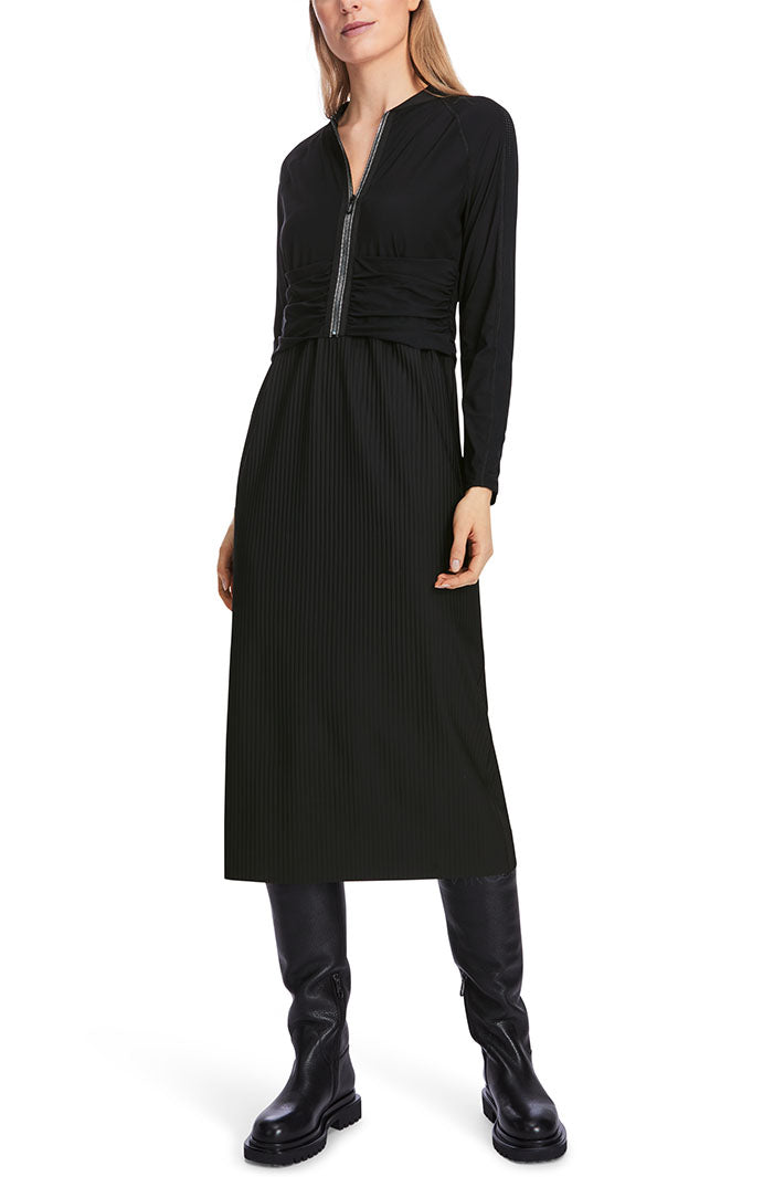 Marc Cain Sports Dress Black Zip Front Long Sleeves XS 21.19 J48 900 - Olivia Grace Fashion