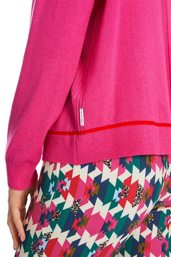 Marc Cain Sports V-Neck Jumper Dragon Fruit Pink XS 41.24 M80 244 - Olivia Grace Fashion