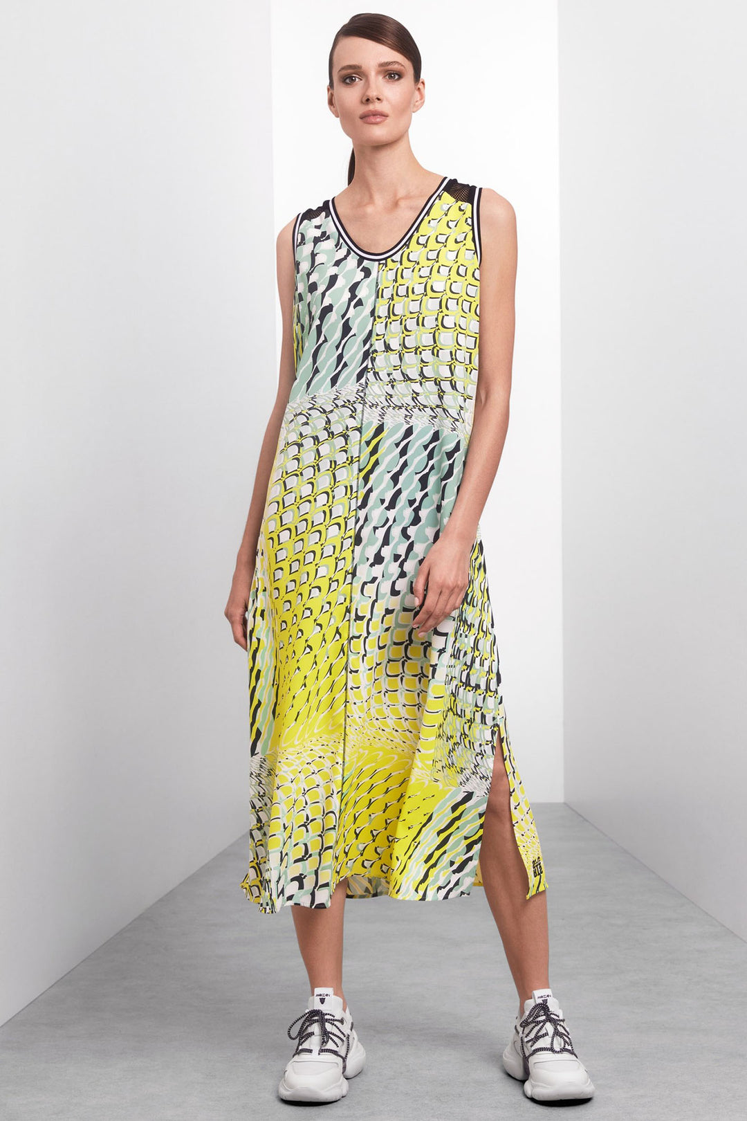 Marc Cain Sports WS 21.16 W30 509 Soft Sage Print Sleeveless Dress - Olivia Grace Fashion