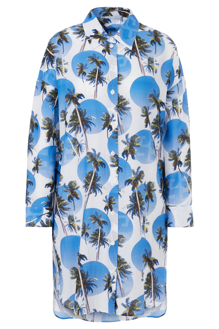 Marc Cain Sports WS 21.42 W44 363 Bright Azure Blue Palm Shirt Dress - Olivia Grace Fashion