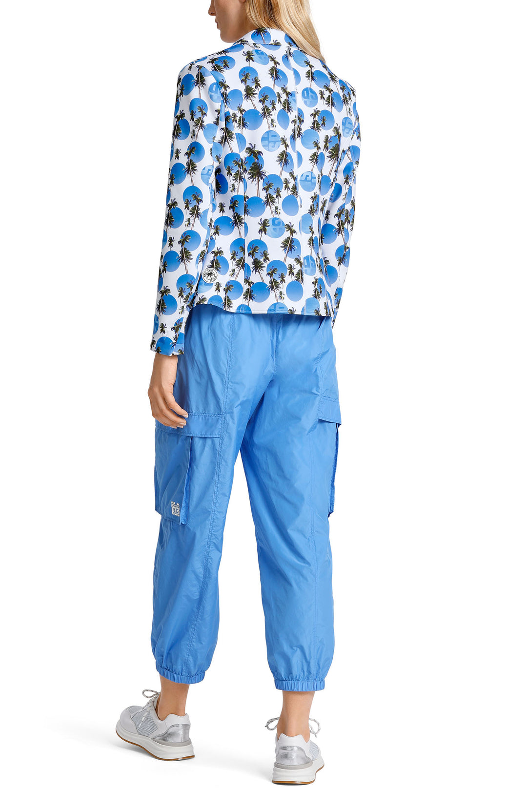 Marc Cain Sports WS 34.08 J77 363 Bright Azure Blue Palm Print Jacket - Olivia Grace Fashion
