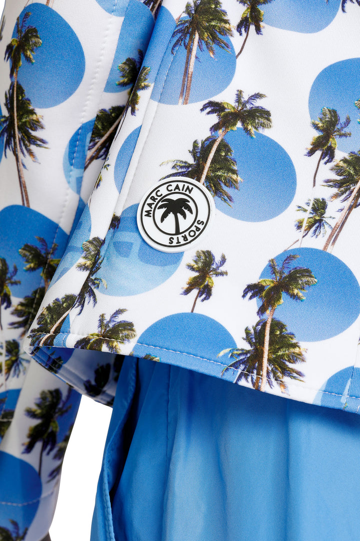 Marc Cain Sports WS 34.08 J77 363 Bright Azure Blue Palm Print Jacket