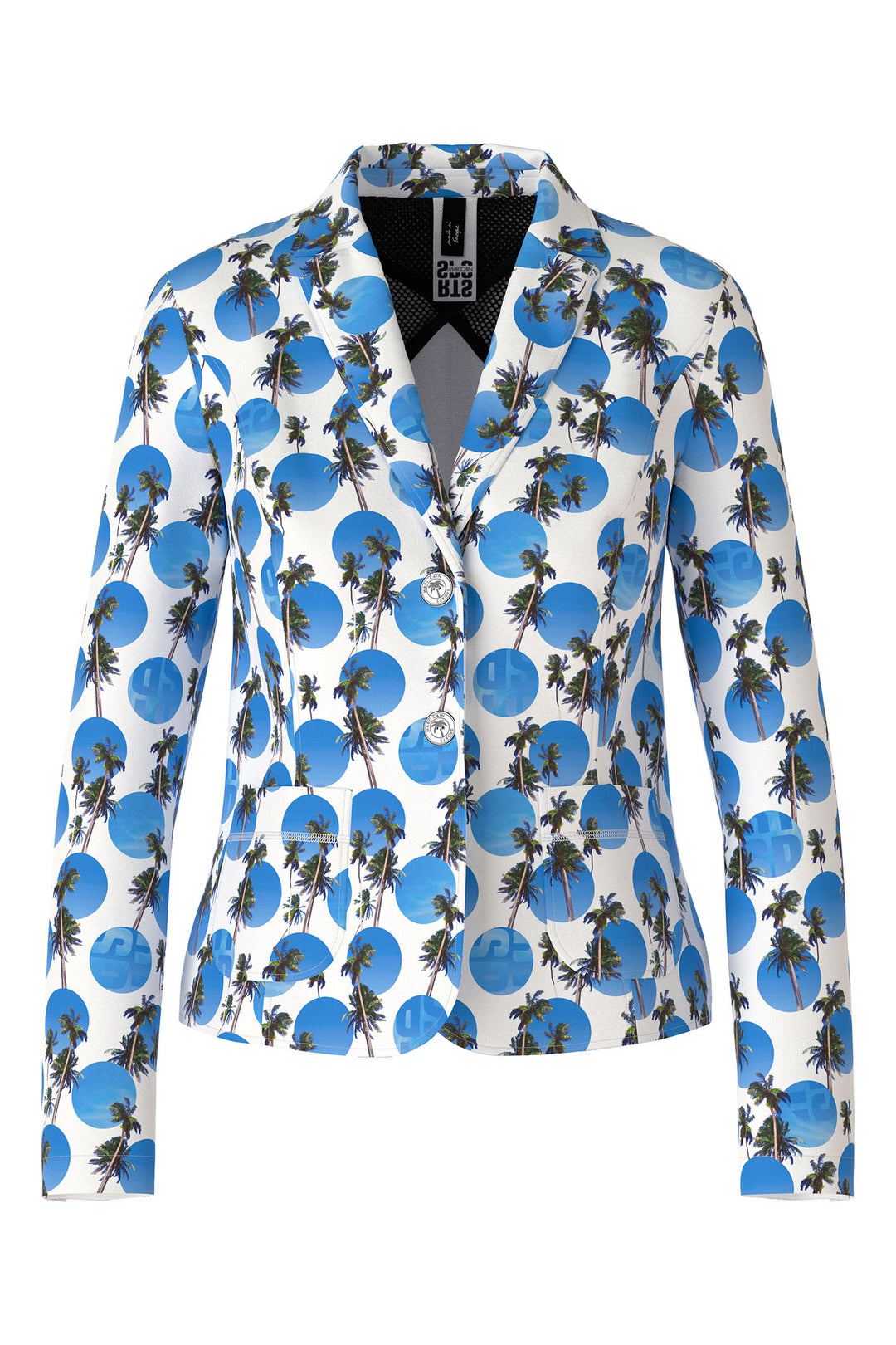 Marc Cain Sports WS 34.08 J77 363 Bright Azure Blue Palm Print Jacket - Olivia Grace Fashion