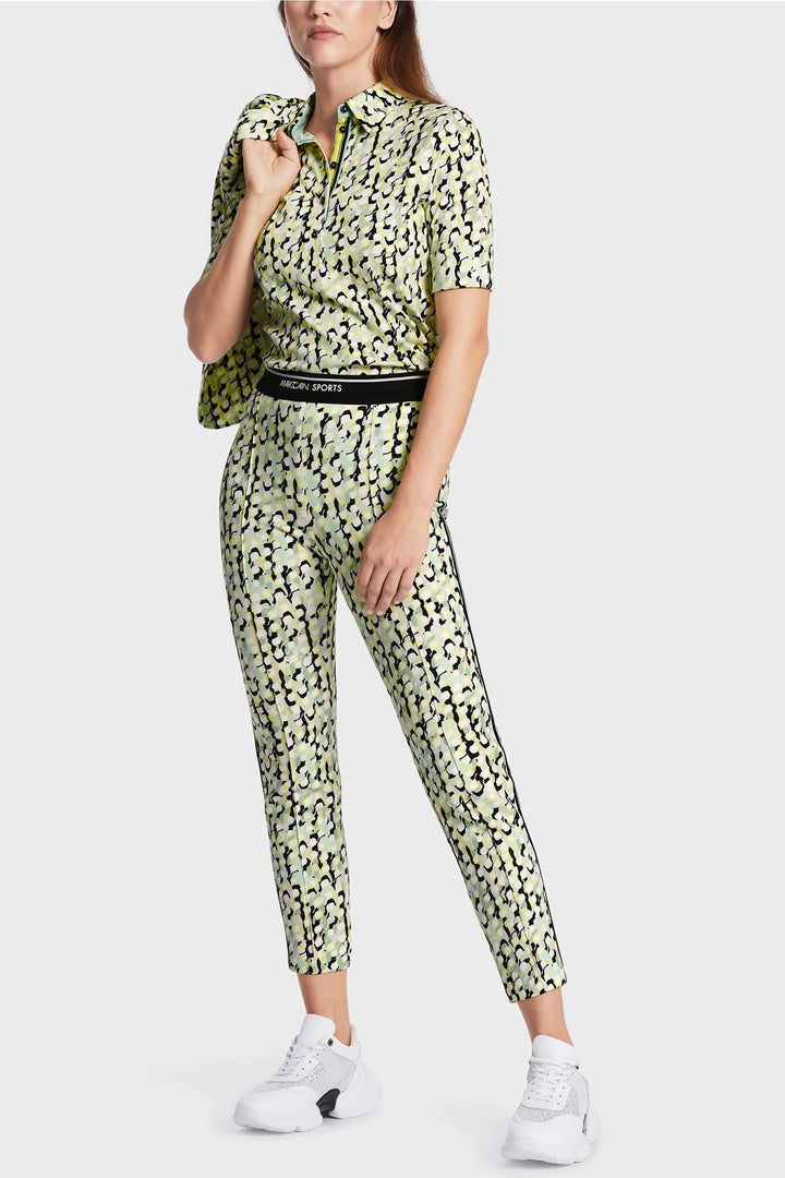 Marc Cain Sports WS 81.27 J19 509 Soft Sage Sofia Pull-On Print Trousers - Olivia Grace Fashion