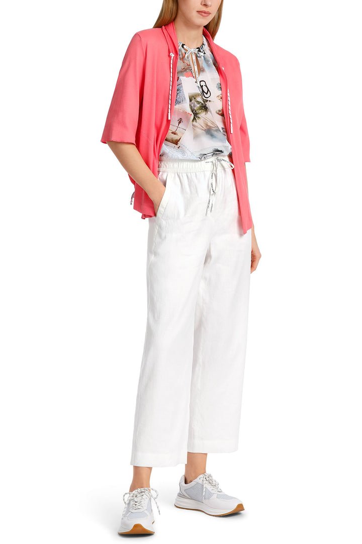 Marc Cain Sports WS 81.47 W03 100 White Cropped Drawstring Trousers - Olivia Grace Fashion