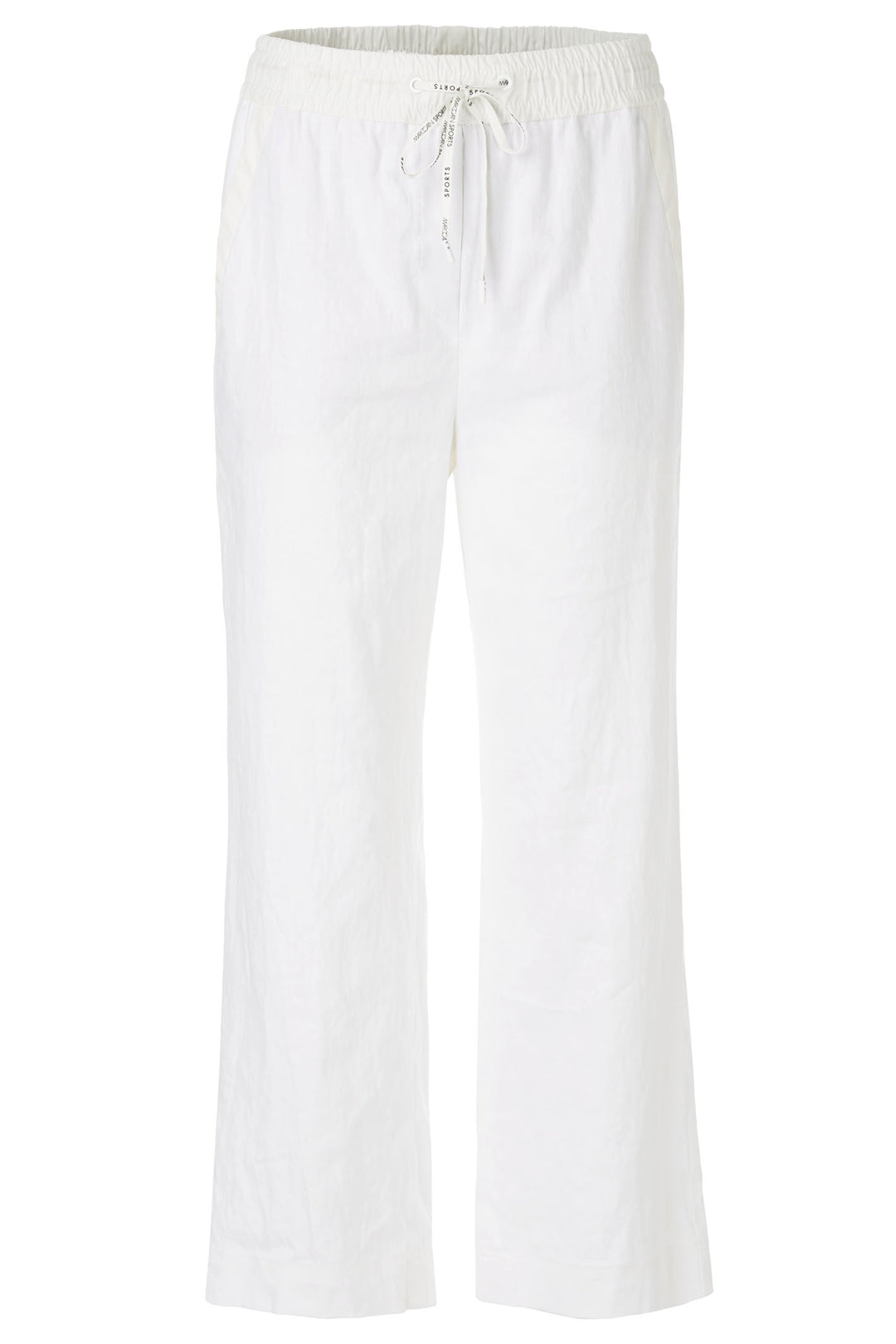 Marc Cain Sports WS 81.47 W03 100 White Cropped Drawstring Trousers - Olivia Grace Fashion