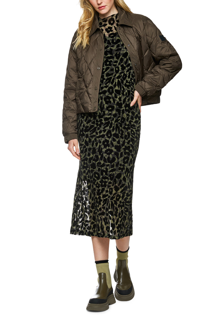 Marc Cain Sports ZS 21.15 J19 Olive Drab Leopard Print Mesh Dress - Olivia Grace Fashion