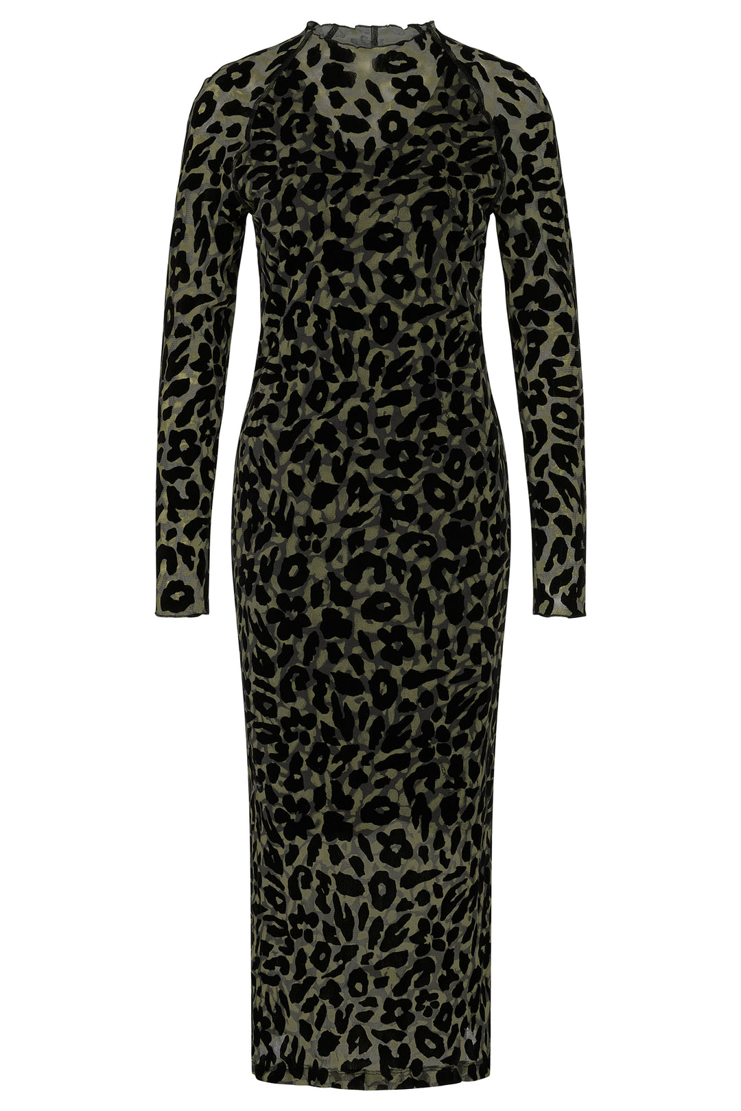 Marc Cain Sports ZS 21.15 J19 Olive Drab Leopard Print Mesh Dress - Olivia Grace Fashion