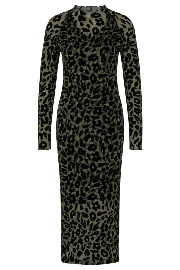 Marc Cain Sports ZS 21.15 J19 Olive Drab Leopard Print Mesh Dress - Olivia Grace Fashion