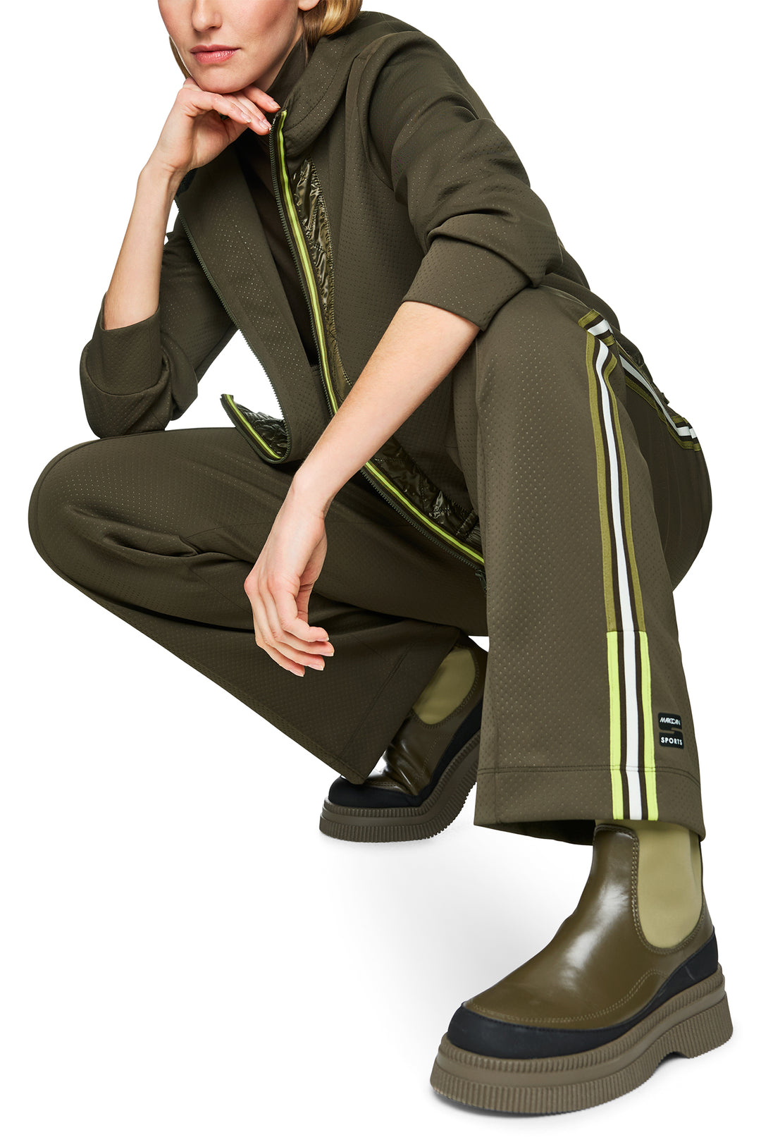 Marc Cain Sports ZS 31.08 J18 Olive Drab Hooded Jacket 595 - Olivia Grace Fashion