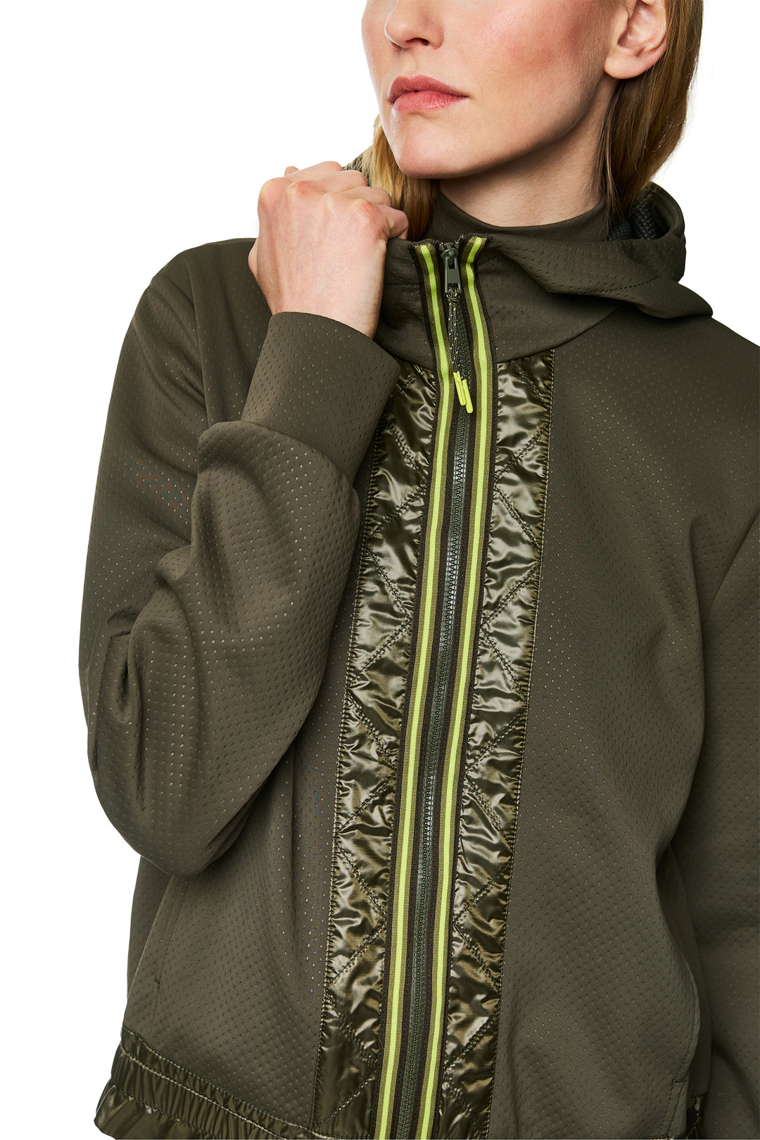 Marc Cain Sports ZS 31.08 J18 Olive Drab Hooded Jacket 595 - Olivia Grace Fashion