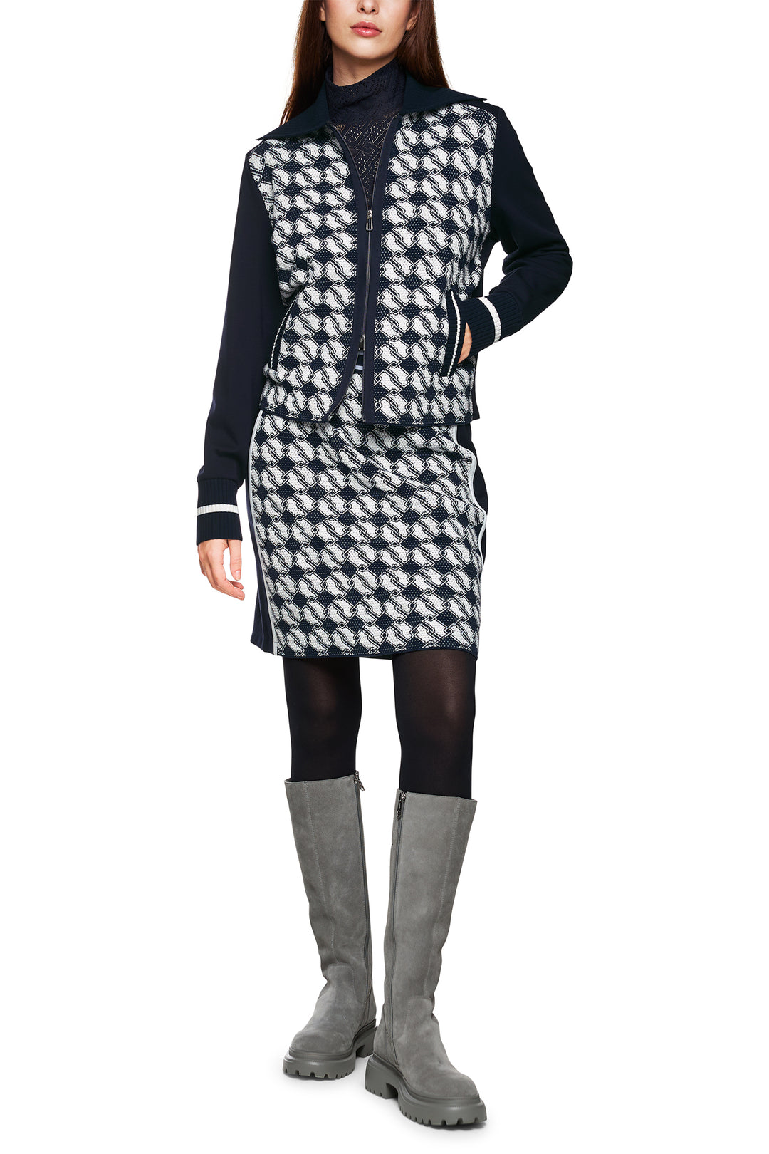 Marc Cain Sports ZS 39.08 M14 Navy Zip Front Cardigan Jacket 394 - Olivia Grace Fashion