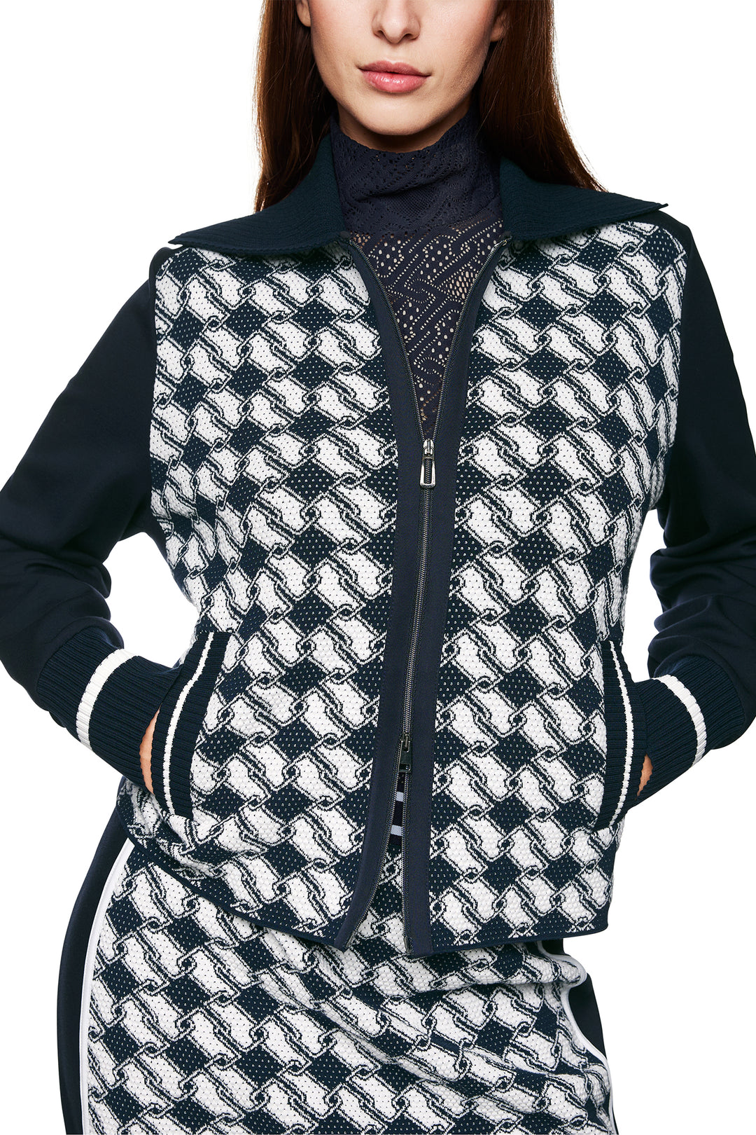 Marc Cain Sports ZS 39.08 M14 Navy Zip Front Cardigan Jacket 394 - Olivia Grace Fashion