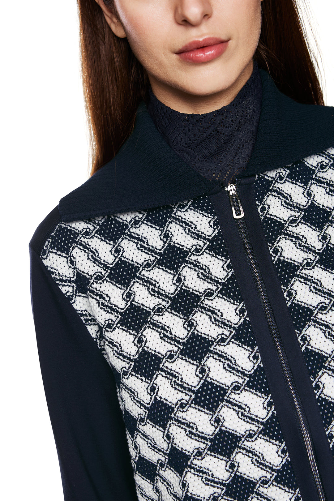 Marc Cain Sports ZS 39.08 M14 Navy Zip Front Cardigan Jacket 394 - Olivia Grace Fashion