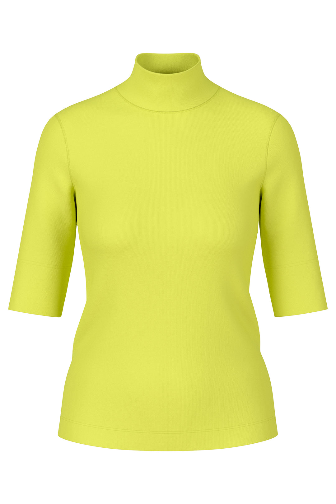 Yellow turtleneck shirt with short sleeves on a white background