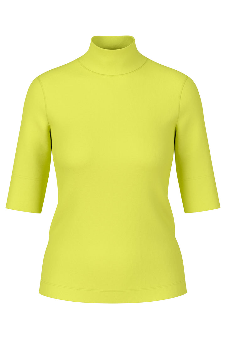 Yellow turtleneck shirt with short sleeves on a white background