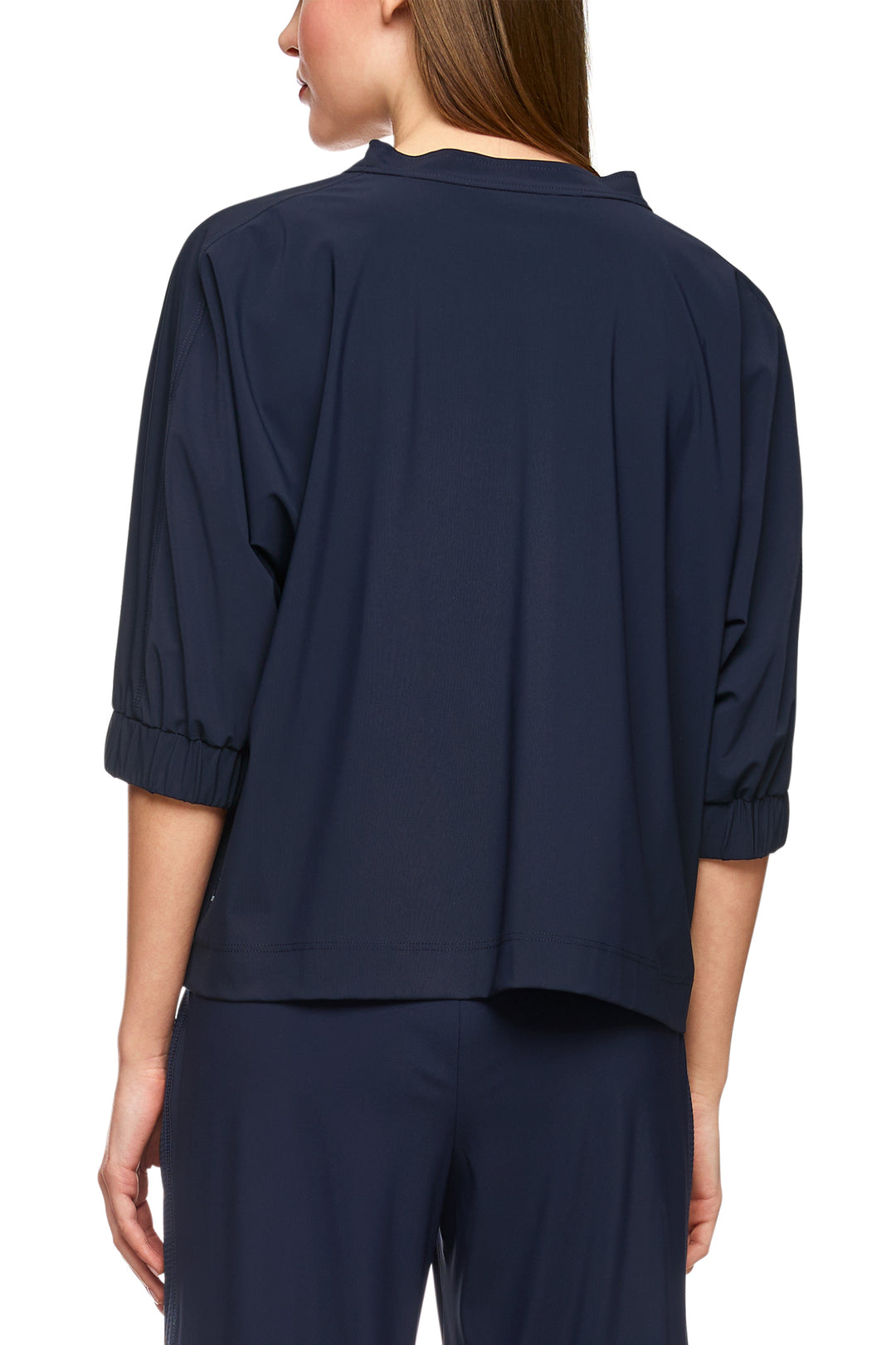 Marc Cain Sports ZS 48.06 J40 Navy Short Sleeve Bow Blouse 394 - Olivia Grace Fashion