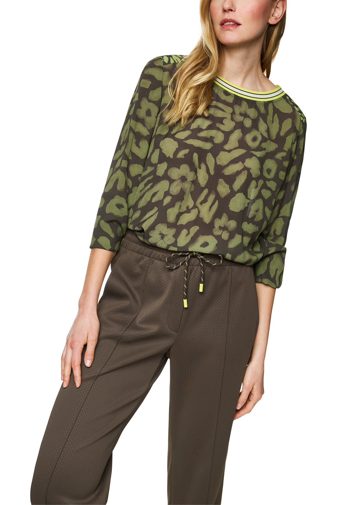 Marc Cain Sports ZS 51.03 W09 Olive Drab Relaxed Fit Top 595 - Olivia Grace Fashion