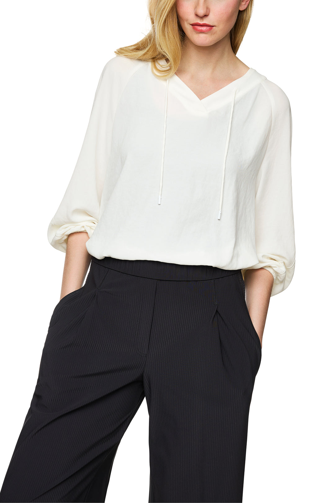 Marc Cain Sports ZS 51.10 W41 Off White V-Neck Top 110 - Olivia Grace Fashion